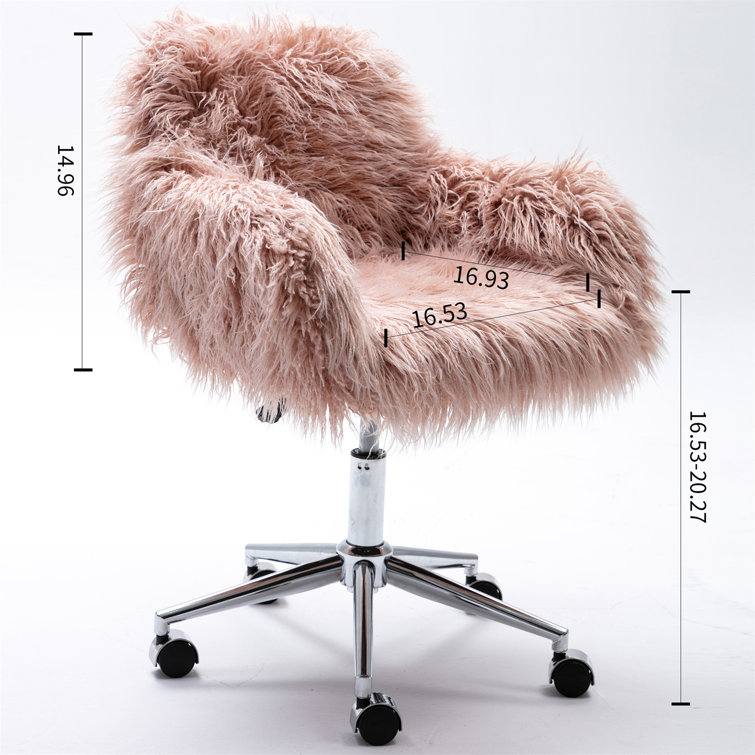 Cozywind Pink Faux Fur Task Chair with Wheels Wayfair